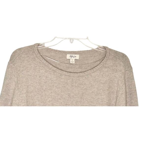 Style & Co. Beige Ribbed Ruffle Hem and Cuffs Pullover Tunic Sweater - Picture 3 of 10